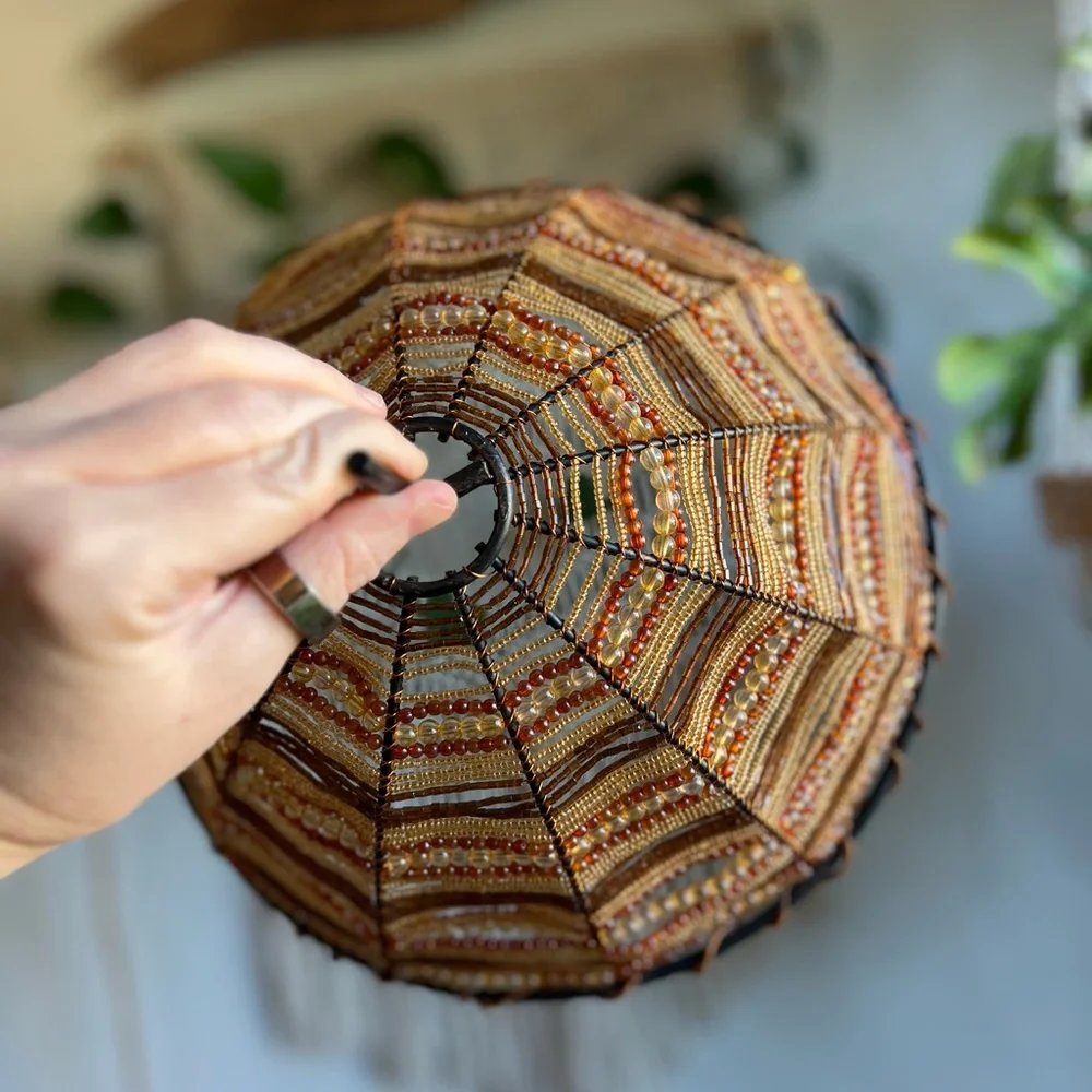 Beaded Food Cover Dome Fly Cover Cloche Boho Table Décor Wire Food Protector